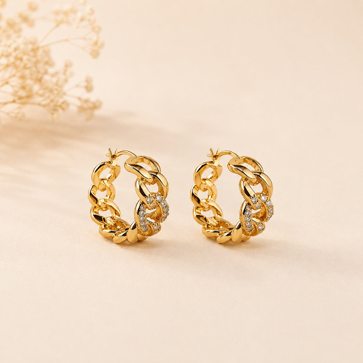 Luxe Link Pavé Hoop Earrings