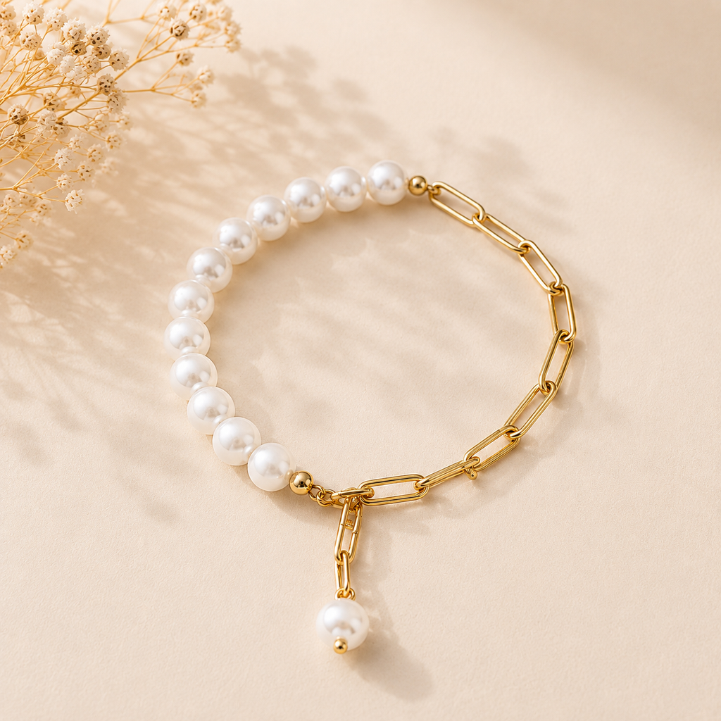 Pearl Serenity Chain Link Bracelet
