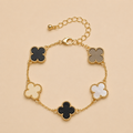 Neutral Ombre Clover Shell Charm Enamel Bracelet