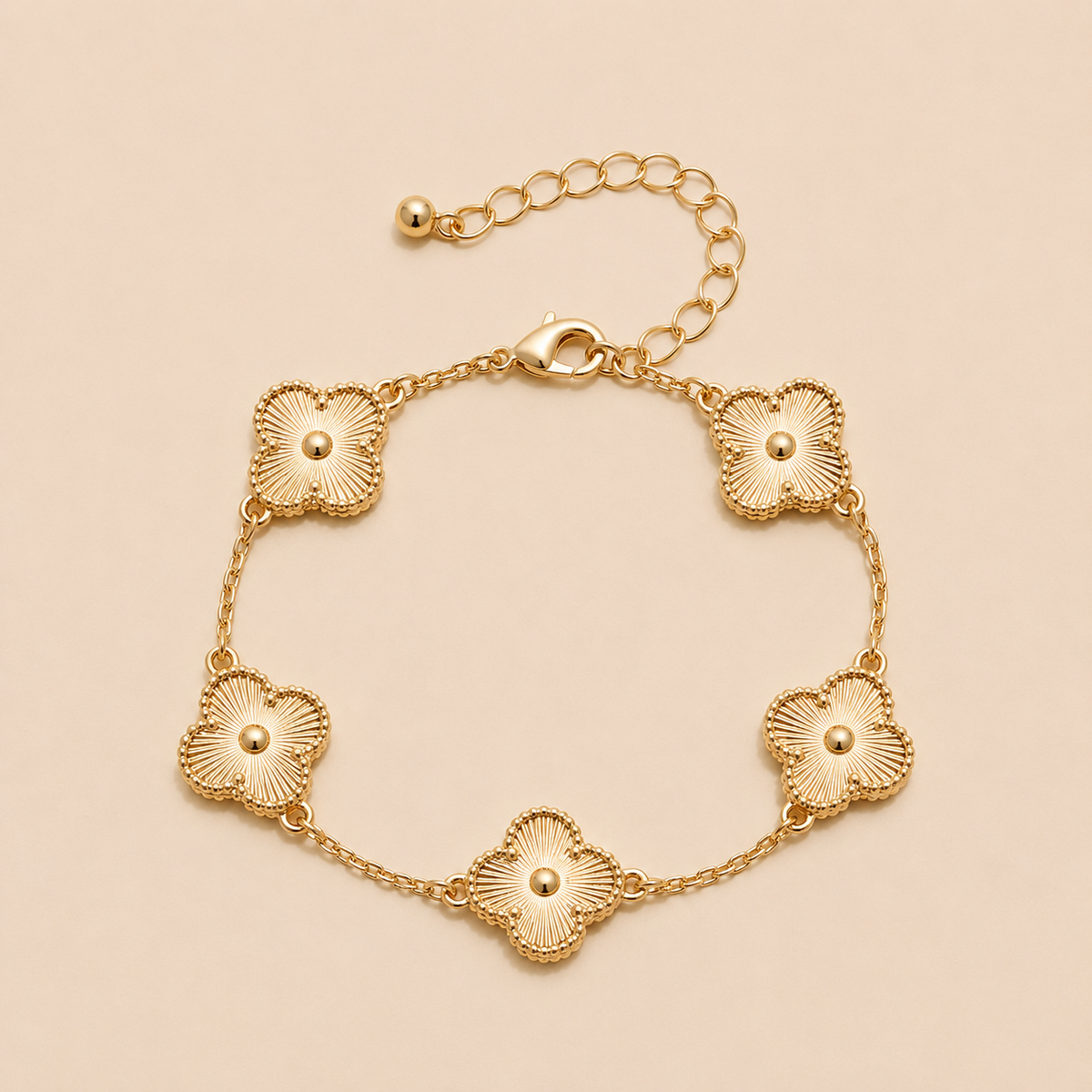 Gold Alloy Clover Charm Enamel Bracelet
