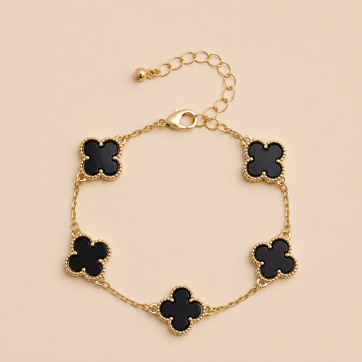 Black Clover Shell Charm Enamel Bracelet