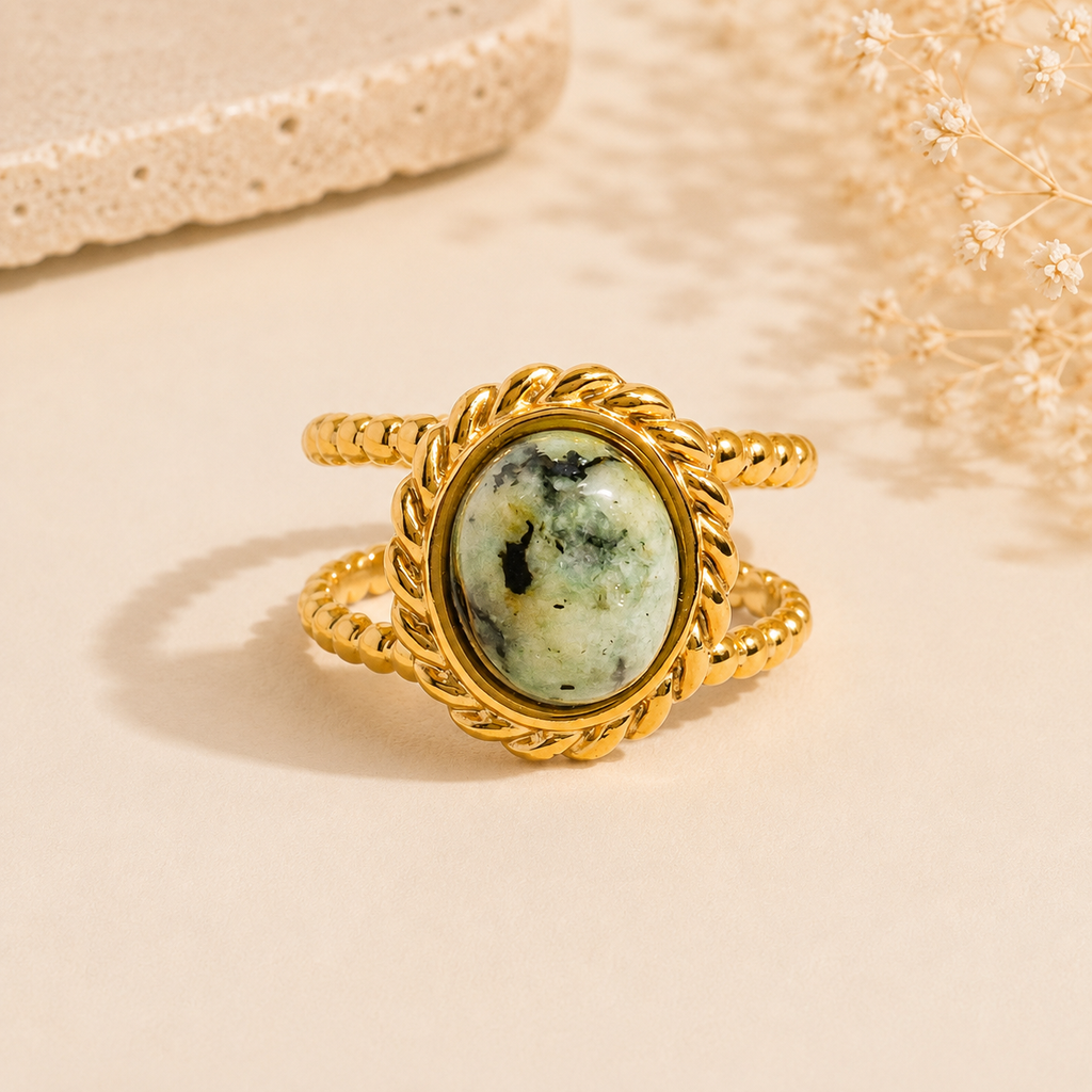 Jade Peacock Stone Ring
