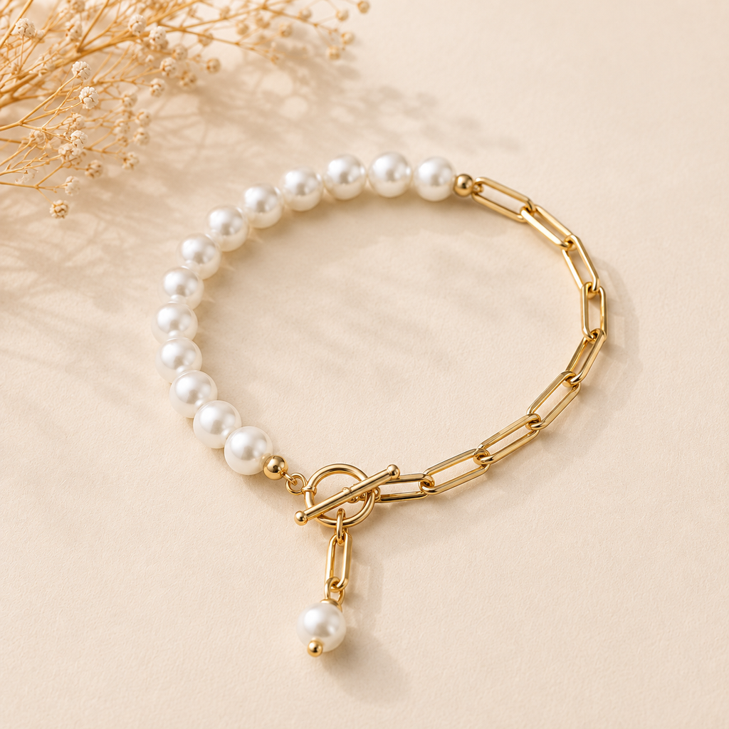 Pearl Serenity Chain Link Bracelet