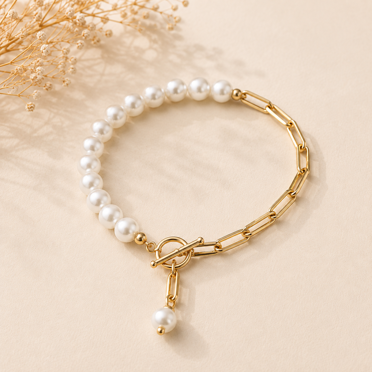 Pearl Serenity Chain Link Bracelet