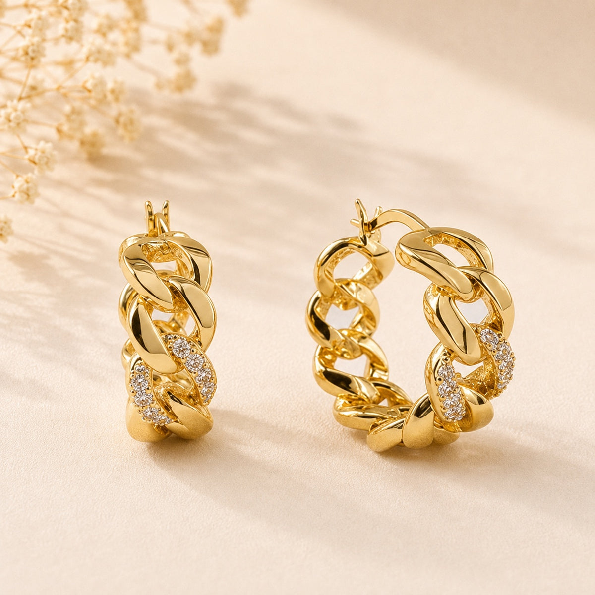 Luxe Link Pavé Hoop Earrings